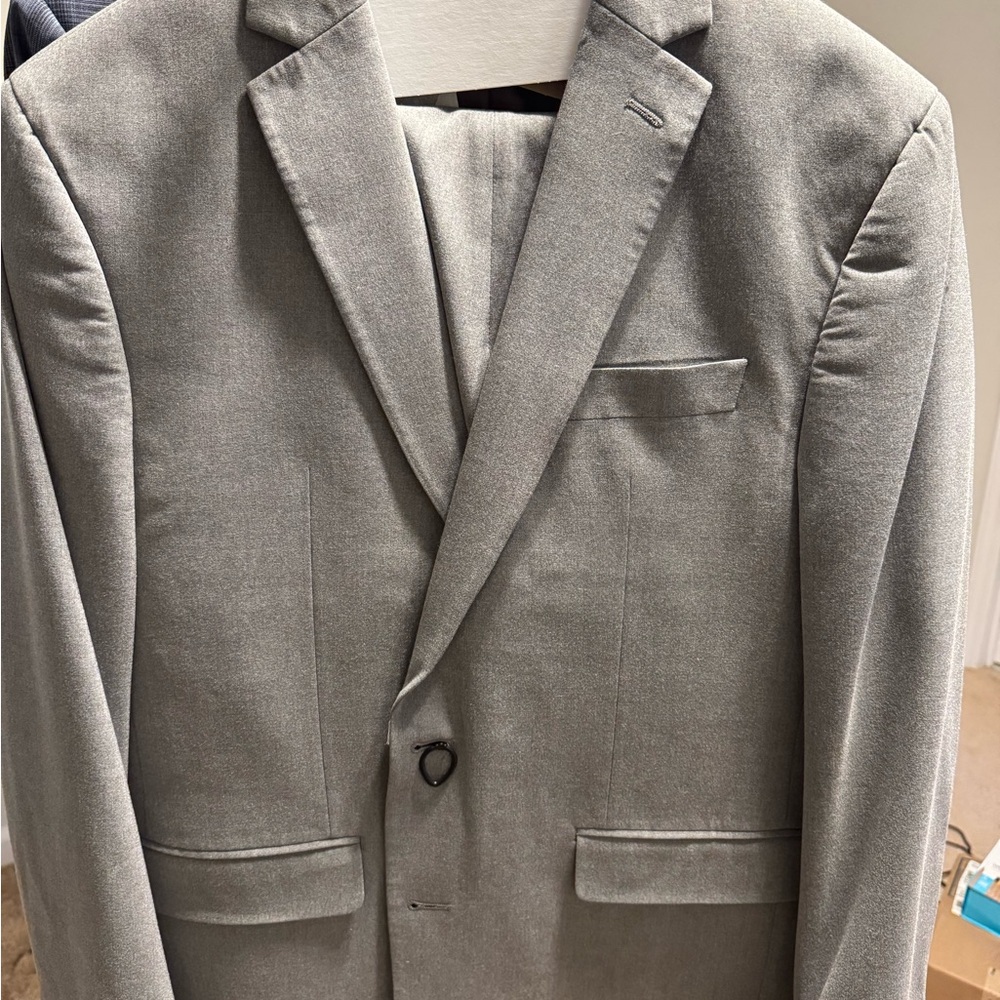 INC International Concepts Gray Suit with Notch Lapels and Slim Fit